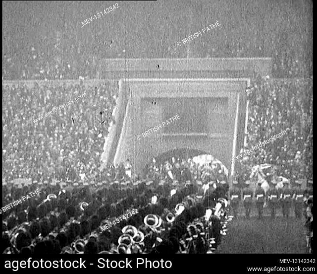 Crowds Cheer as King George V and Queen Mary of the United Kingdom Enter of the Wembley Exhibition in a Carriage - London, United Kingdom