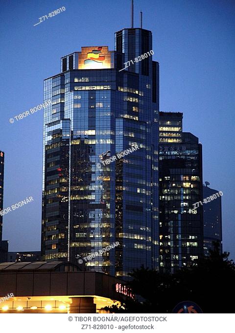 China, Beijing, Central Business District at night