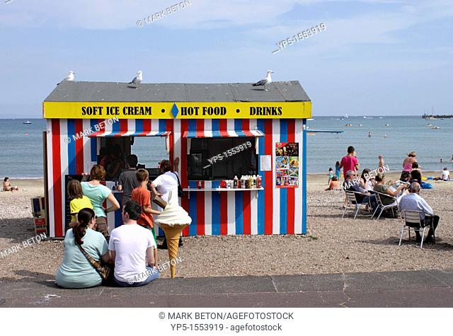 Ice Cream and Hot Food kiosk at Weymouth beach Dorset