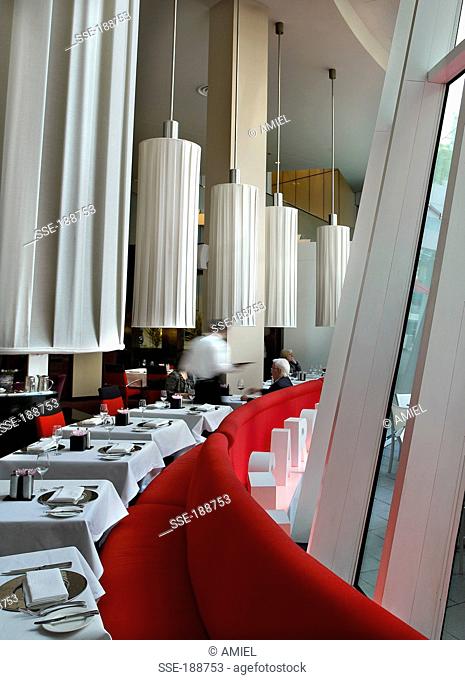 Panoramic restaurant dining room at the Sofitel