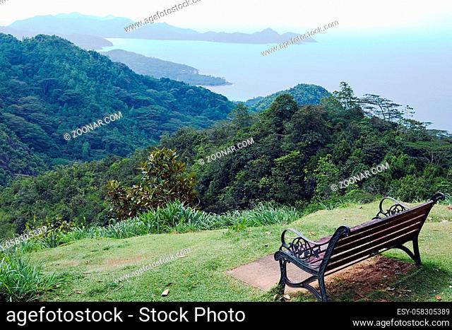 Bench on a hill. Ocean