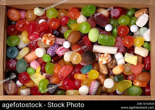 Many sweets. Multi-colored caramel. Background sweets