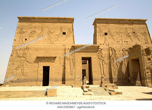 Second Pylon from the Forecourt, Temple of Isis, Island of Philae, Aswan, Egypt