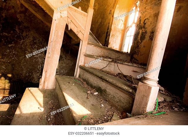 Staircase in old abandoned church