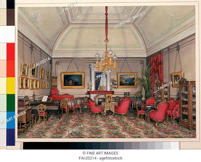 Interiors of the Winter Palace. The Fifth Reserved Apartment. The Drawing-Room of Grand Princess Maria Alexandrovna. Hau, Eduard (1807-1887)