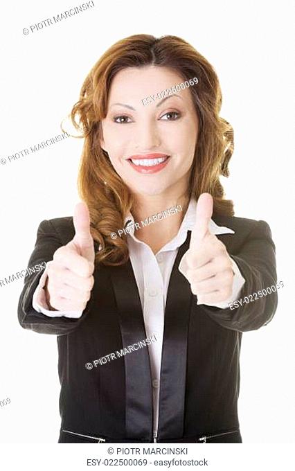Business woman with thumbs up, ok gesture