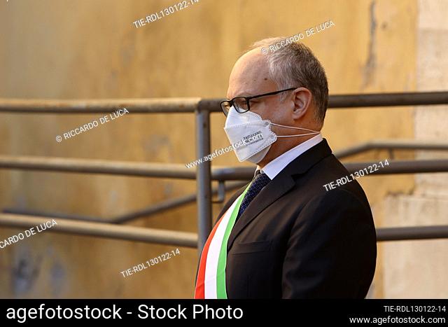 Mayor of Rome Roberto Gualtieri attends at the Burial Chamber of the late EU Parliament President David Sassoli in Campidoglio , Rome, ITALY-13-01-2022
