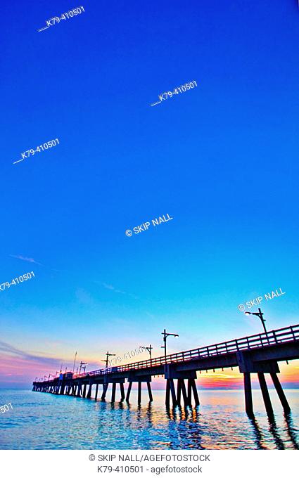 Pier at sunset on the Gulf of Mexico in Florida