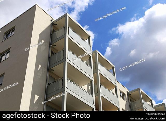 Balconies on a large apartment building