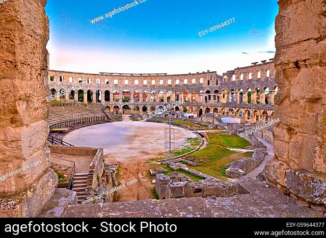 Arena Pula historic Roman amphitheater view, Istria region of Croatia