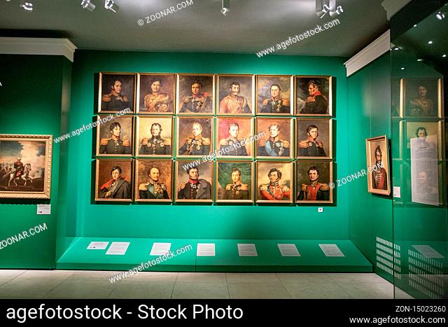 Moscow, Russia - February 05, 2020: Part of the exposition of the Museum-panorama Battle of Borodino