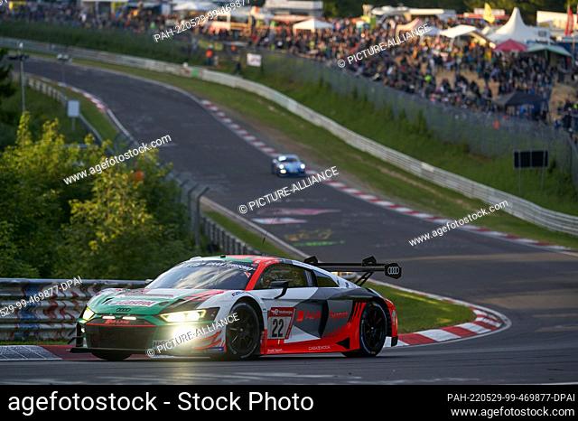 28 May 2022, Rhineland-Palatinate, Nürburg: The Audi R8 LMS GT3 of Audi Sport Team Car Collection with Christopher Haase, Nico Müller