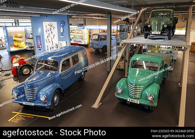 04 February 2022, Saxony, Frankenberg: The Barkas V901/2, also known as Framo, is on display in the ""Zeitwerkstadt"" museum