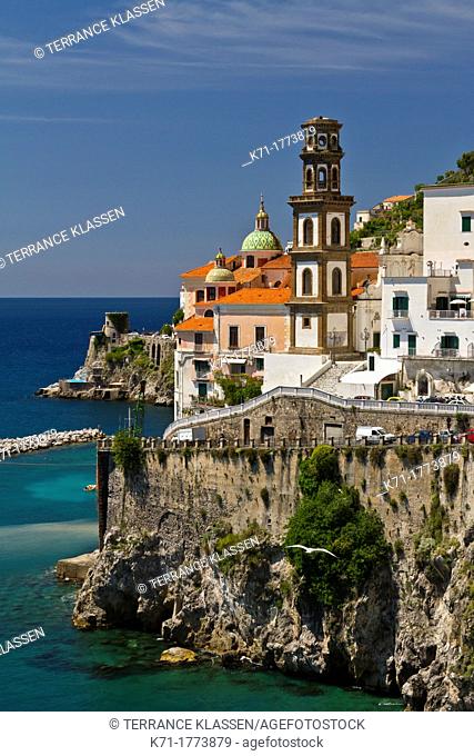 The picturesque fishing village of Atrani on the Amalfi Coast, Campania, Italy