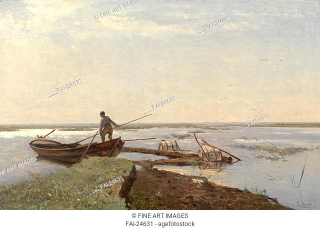 Polder Landscape. Gabriël, Paul Joseph Constantin (1828-1903). Oil on canvas. Realism. 1880s. Holland. Museum Boijmans Van Beuningen, Rotterdam. 64x99