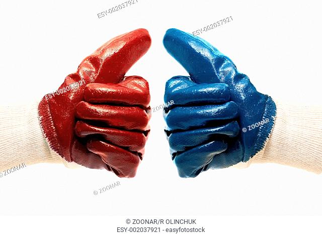 Red and blue glove