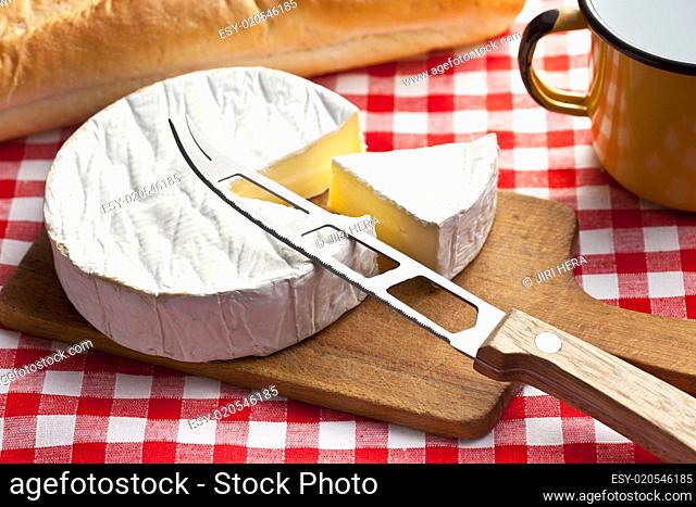 camembert cheese on kitchen table