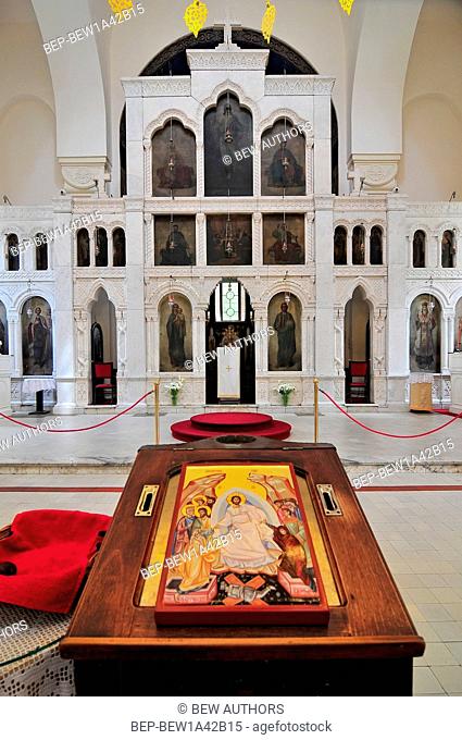 Interior of the orthodox church Alexander Nevsky in Belgrade Serbia