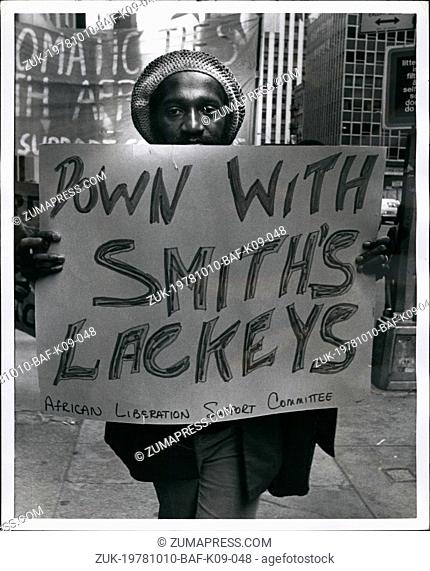 Oct. 10, 1978 - Demonstrators Marching in Protest of the visit of Rhodesian Prime Minister Ian Smith in New York City. (Credit Image: © Keystone Press...