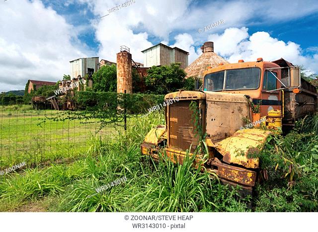 Abandoned truck by old sugar mill at Koloa Kauai