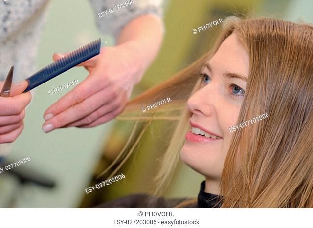 woman haircut at the salon