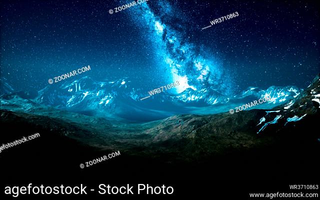 Milky Way over the mountain peaks
