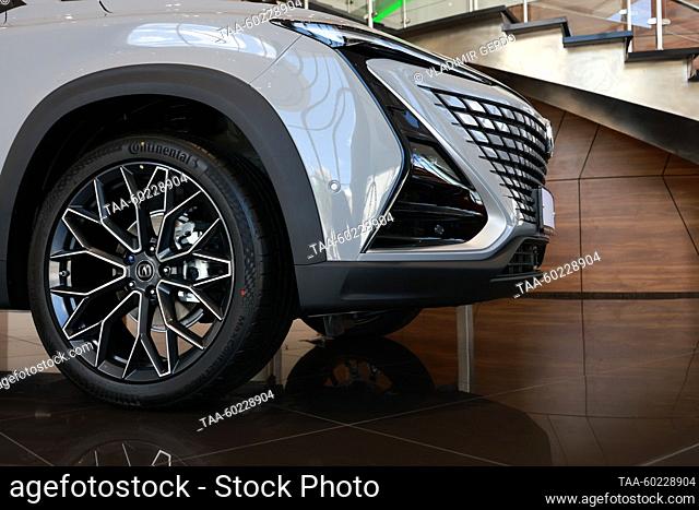 RUSSIA, MOSCOW - JULY 3, 2023: A Changan UNI-T compact crossover SUV manufactured by the Chinese car maker Changan Automobile on display at the Changan Major...