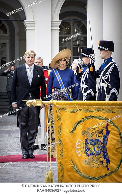 King Willem-Alexander and Queen Maxima of The Netherlands leave the palace by the Glass Coach at the opening of the parliamentary year at Prinsjesdag in The...