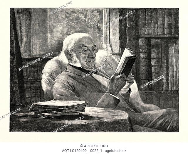 MR. GLADSTONE IN HIS STUDY AT HAWARDEN: THE NEW CANADIAN PORTRAIT, BY MR. McLURE HAMILTON, UK, 1893 engraving