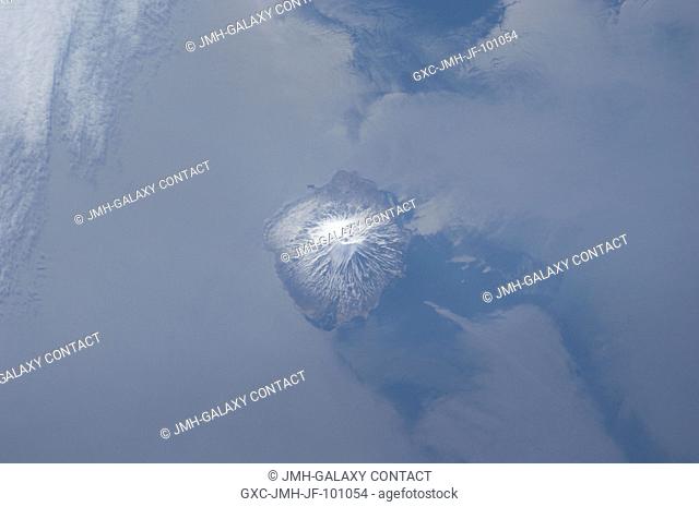 Alaid Volcano in the Kuril Islands of the Russian Federation is featured in this image photographed by an Expedition 31 crew member on the International Space...