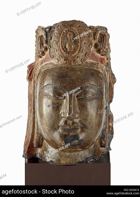 Head of the Bodhisattva Mahasthamaprapta (Dashizhi), Northern Qi dynasty, 550-577. Creator: Unknown