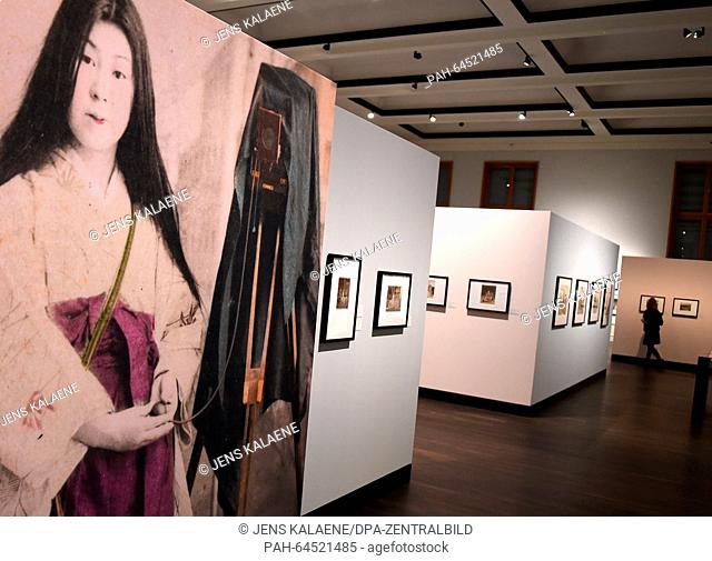 A view of the exhibition 'Pale Pink and Light Blue. Japanese Photography from the Meiji Period (1868-1912)' in the Berlin Museum for Photography in Berlin