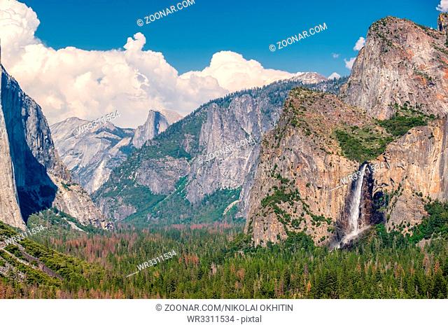 Yosemite National Park Valley summer landscape from Tunnel View. California, USA