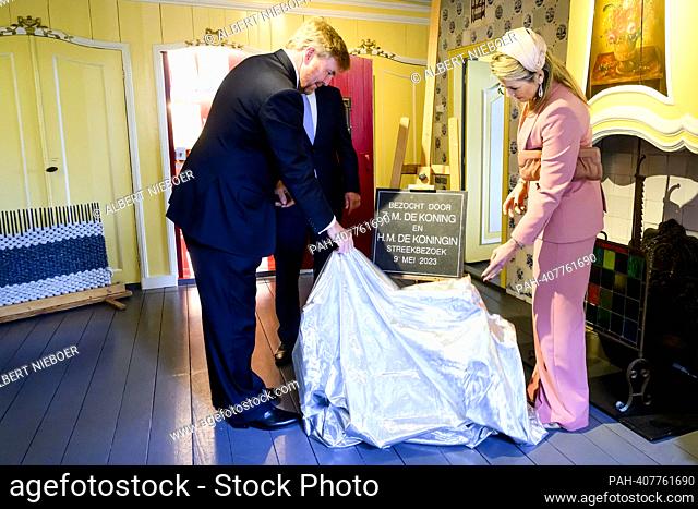 King Willem-Alexander and Queen Maxima of the Netherlands at Vlieland, on May 09, 2023, to visit the Museum Tromps Huys during a regional visit to the...
