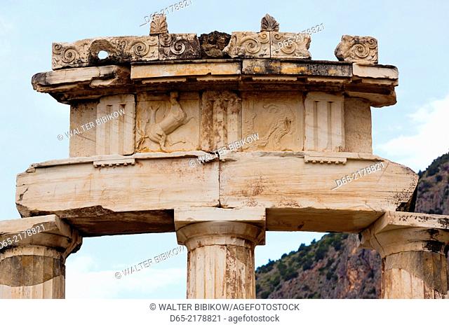 Greece, Central Greece Region, Delphi, Ancient Delphi, Sanctuary of Athena Pronea, structure of the Tholos