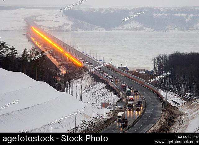 RUSSIA, REPUBLIC OF TATARSTAN - DECEMBER 21, 2023: A view of M12 Highway as it opens to traffic. The distance of 810km from Moscow to Kazan can be covered along...