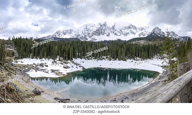 Panorama Karersee / Lago di Carezza in South Tyrol, Italy