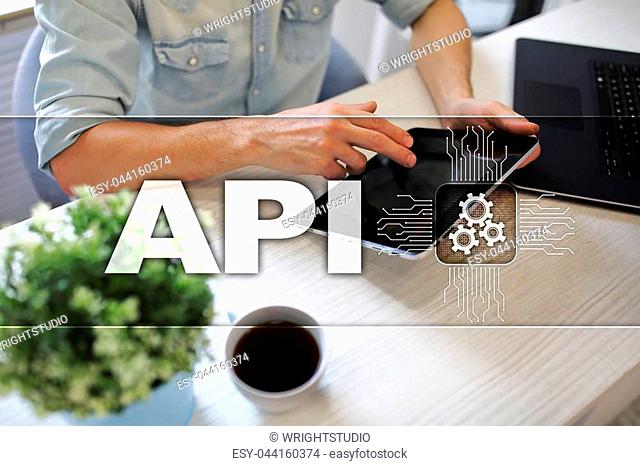 Application programming interface. API. Software development concept
