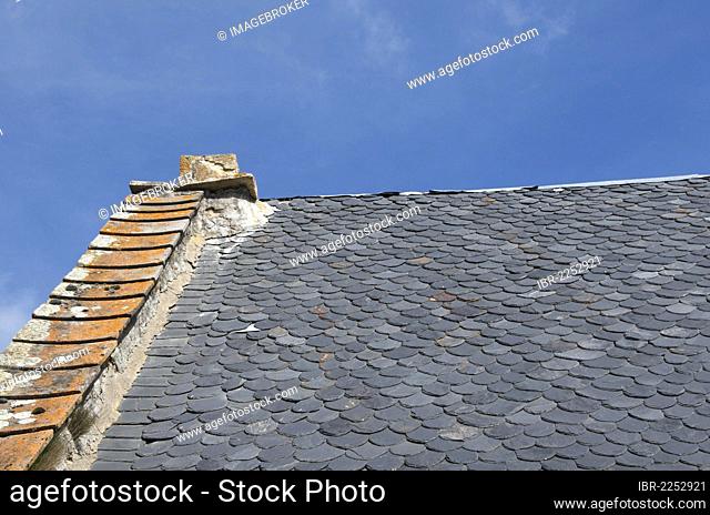 Slate roof, region of Sancy, Auvergne, France, Europe