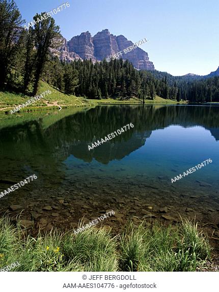 Crescent Mt reflected in Wind River Lake in the Bridger Teton Natl Forest, WY