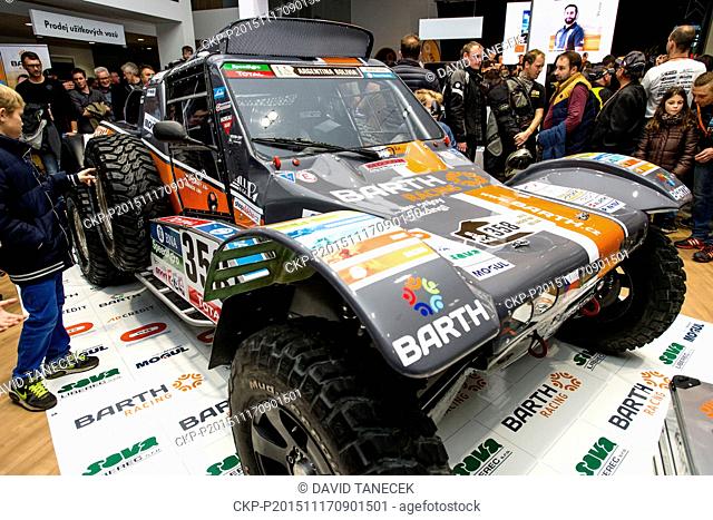 Press conference of Barth racing team before Rallye Dakar took place in Pardubice, Czech Republic, on November 17, 2015. Pictured Josef Machacek's buggy MD...