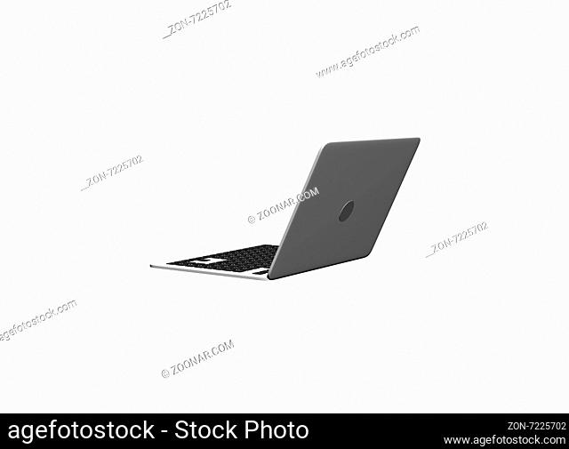 Silver laptop. 3d Illustration Isolated White Background