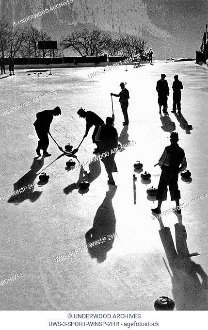 St. Moritz, Switzerland: December 17, 1936.Curling is a very popular sport at St. Moritz