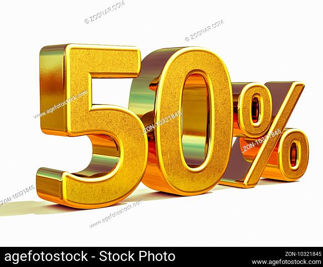 Gold Sale 50%, Gold Percent Off Discount Sign, Sale Banner Template, Special Offer 50% Off Discount Tag, Fifty Percentages Up Sticker, Gold Sale Symbol