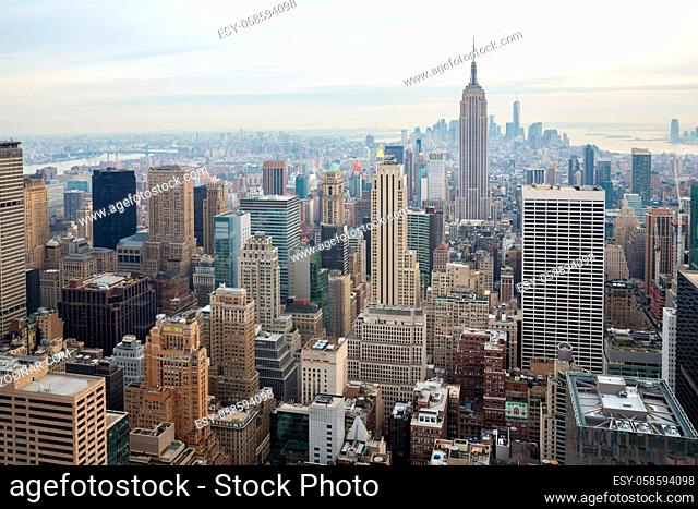 New York City skyline with urban skyscrapers USA