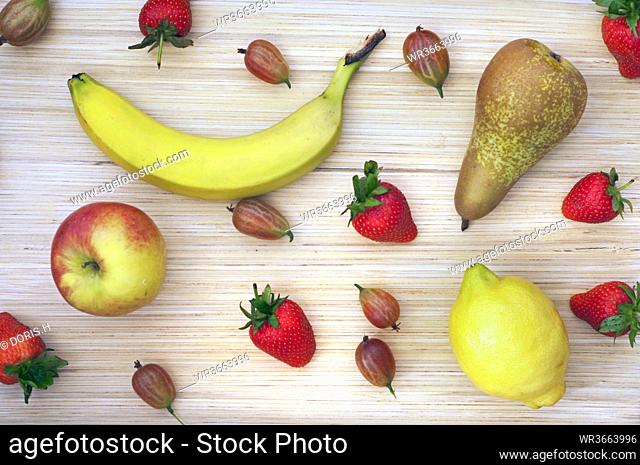 Vatiety of fruits on table, close up