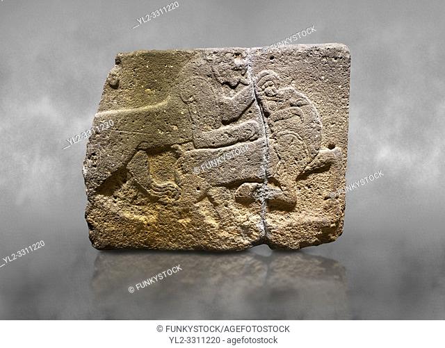 Hittite monumental relief sculpted orthostat stone panel of a Procession. Basalt, KarkamÄ±s, (KargamÄ±s), Carchemish (Karkemish), 900-700 B. C