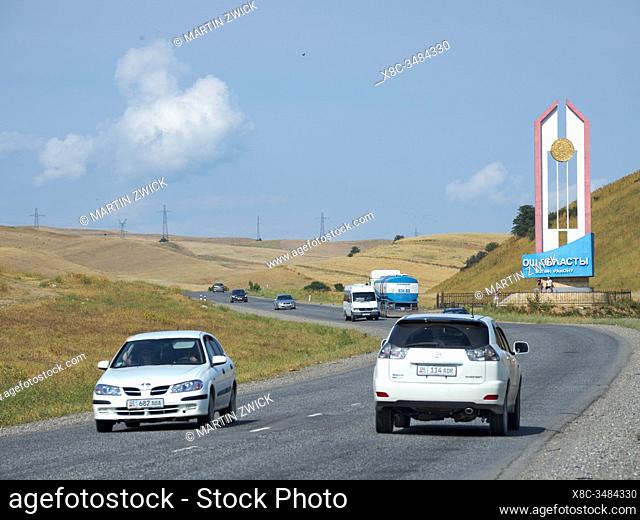 Road between Osh and Jalal-Abad (Dzhalal-Abad, Djalal-Abat, Jalalabat) in the Fergana Valley close to the border to Uzbekistan