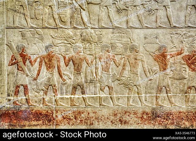 Reliefs, Mastaba of Kagemni, Necropolis of Saqqara, UNESCO World Heritage Site, Saqqara, Egypt