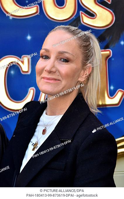 12 April 2018, Germany, Cologne: Actress Janine Kunze arrives at the premiere of Circus Roncalli. - NO WIRE SERVICE - Photo: Horst Galuschka/dpa